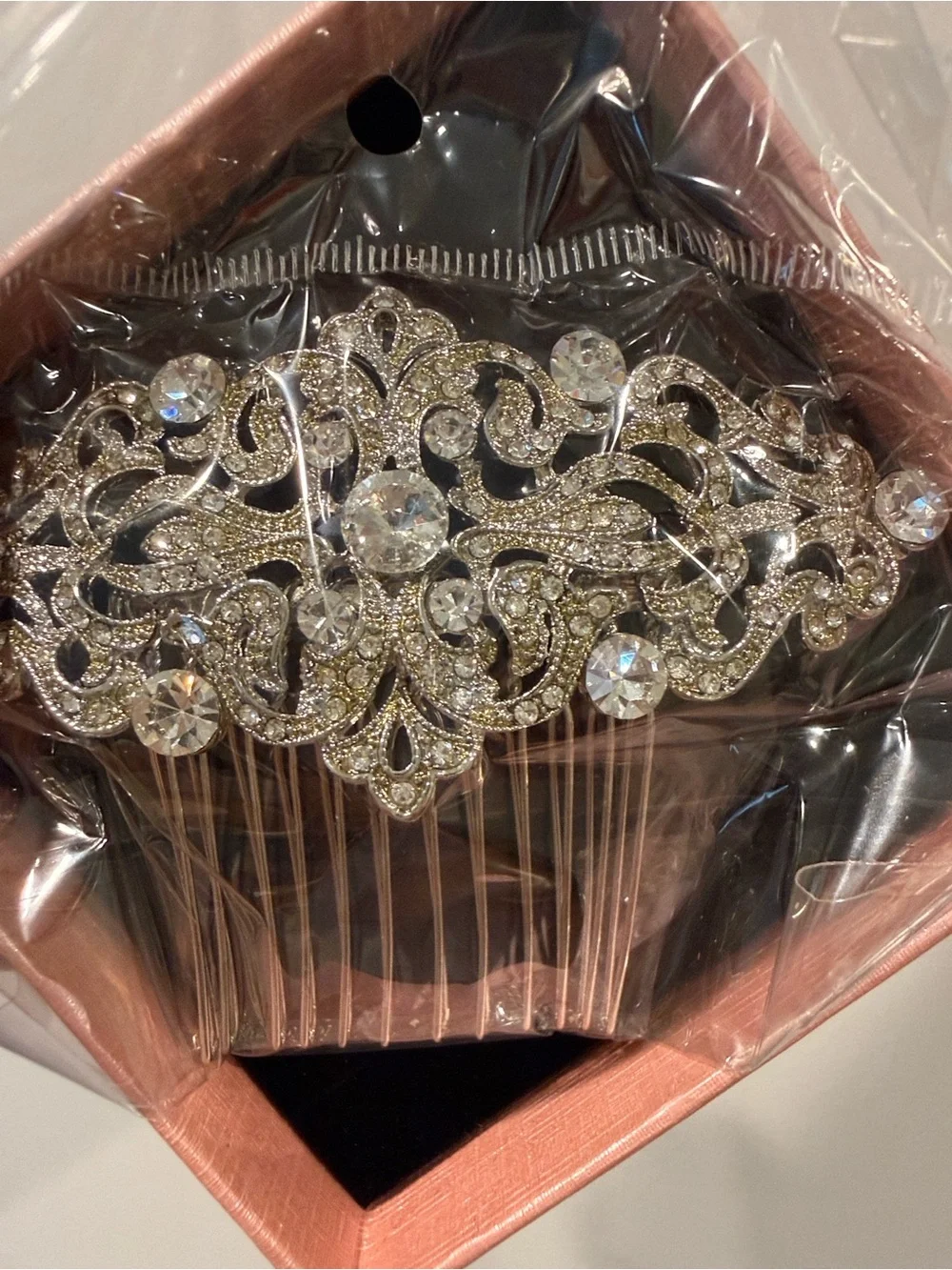 Silver Rhinestone Bridal Hair Comb - Elegant Crystal Accent